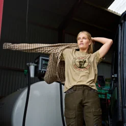 Härkila Damen T-Shirt Stag Badge (Sand)