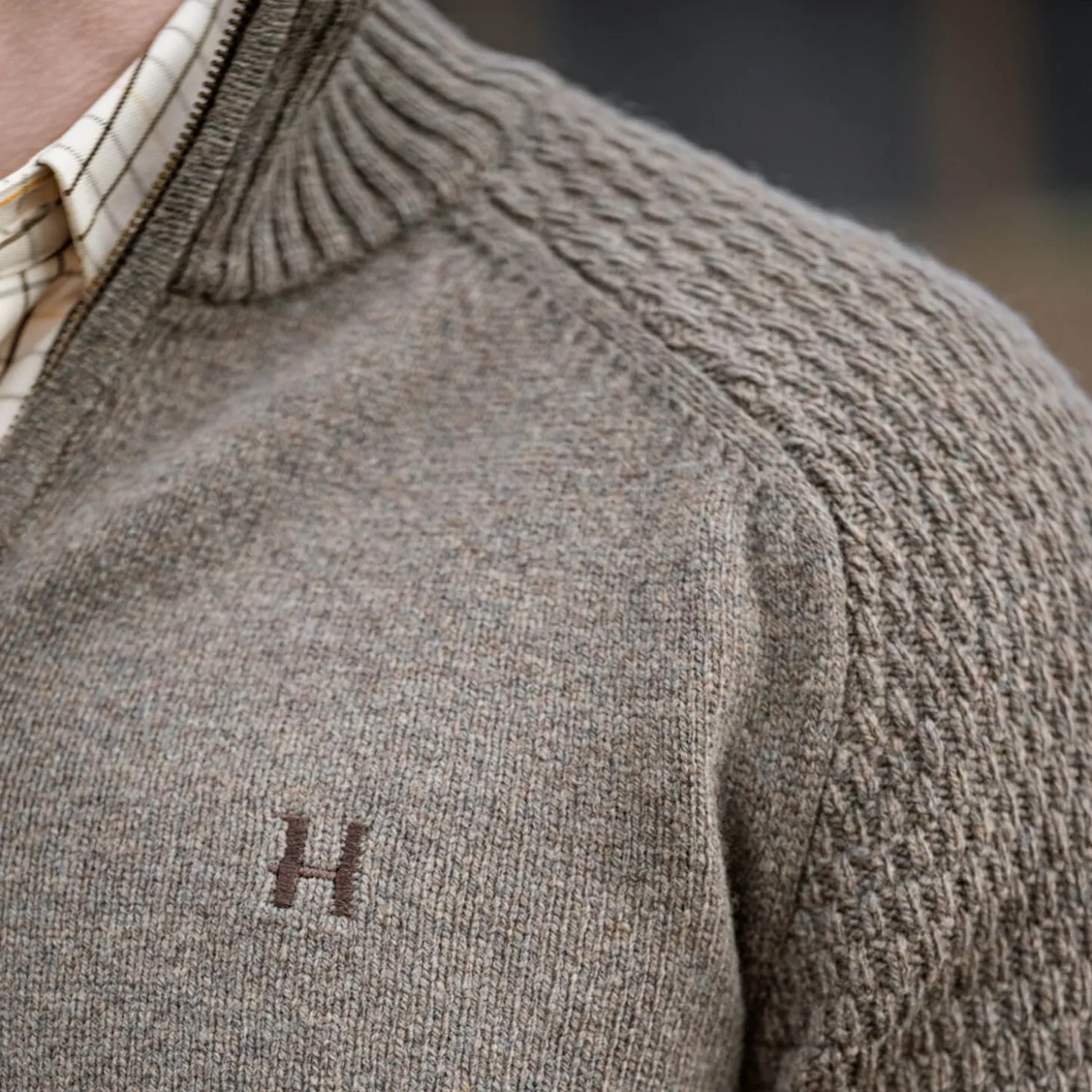 Härkila Strickpullover Half-Zip Vincent Merino (Dark Sand)
