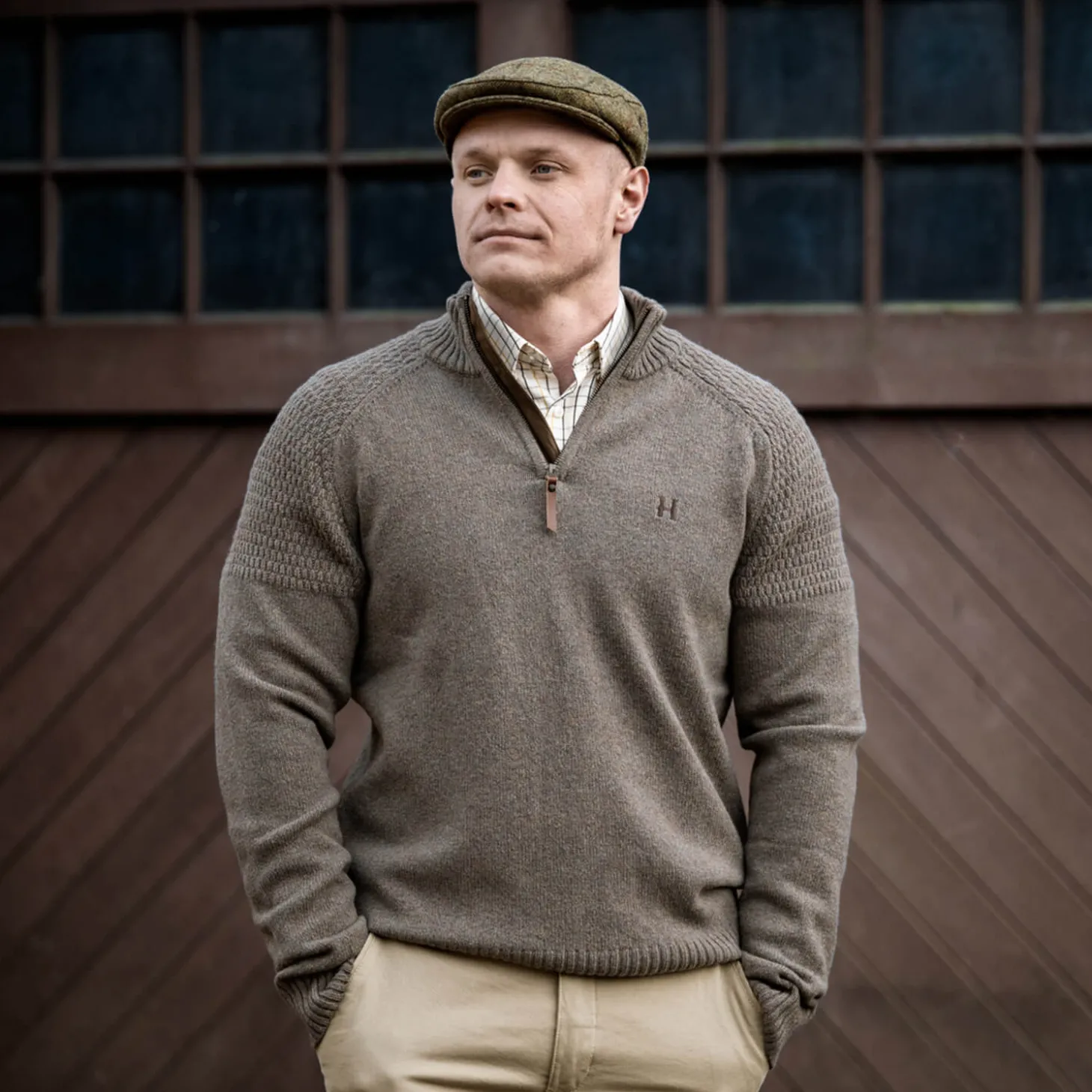 Härkila Strickpullover Half-Zip Vincent Merino (Dark Sand)